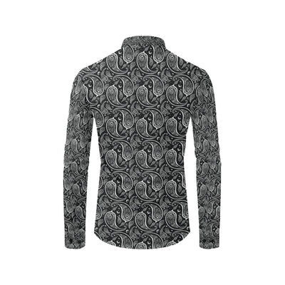 Paisley Black Design Print Men's Long Sleeve Shirt