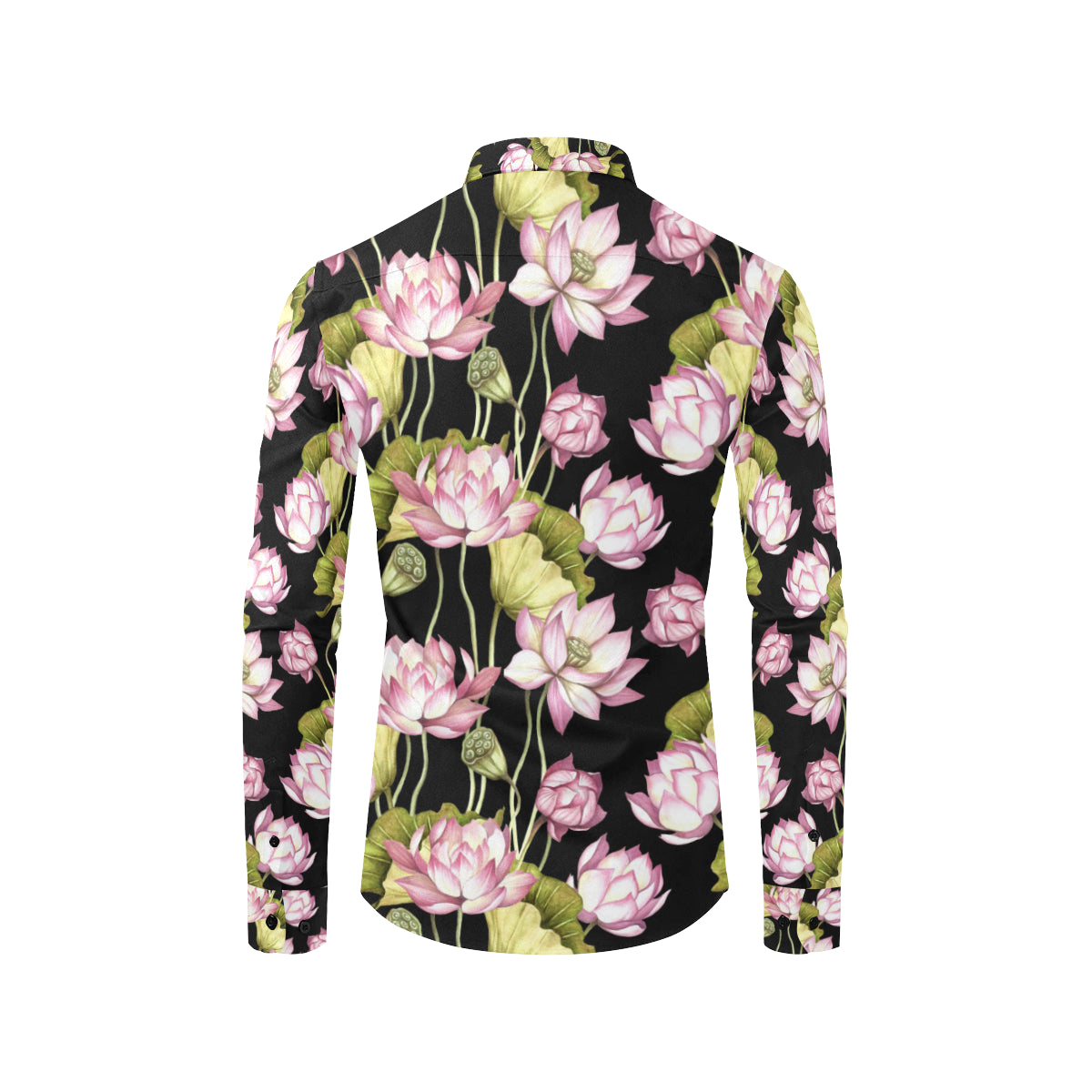 Water Lily Pattern Print Design WL06 Men's Long Sleeve Shirt
