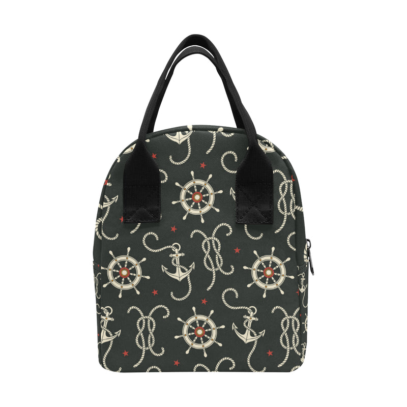 Nautical Anchor Pattern Insulated Lunch Bag