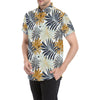 Colorful Tropical Palm Leaves Men's Short Sleeve Button Up Shirt