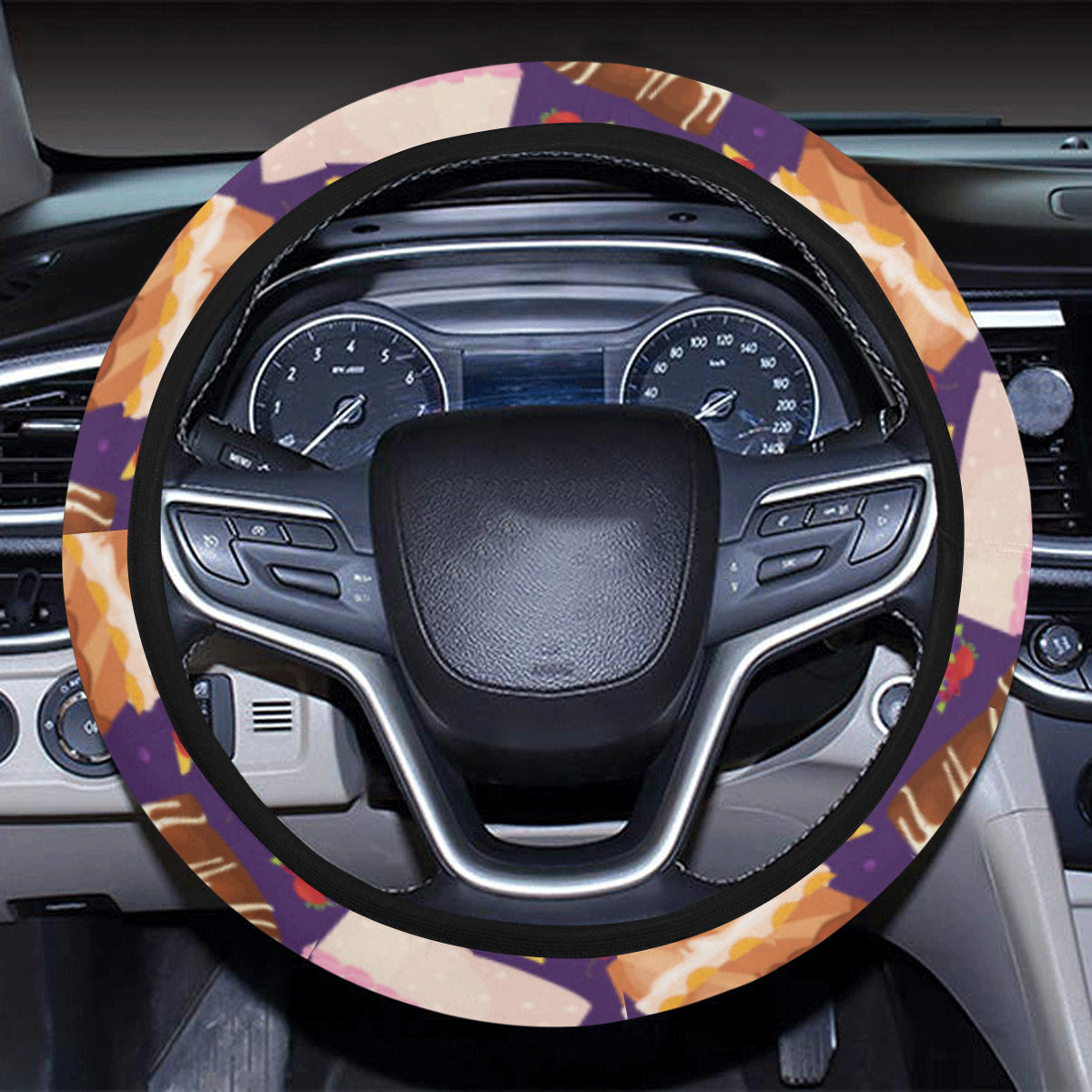 Cake Pattern Print Design 05 Steering Wheel Cover with Elastic Edge