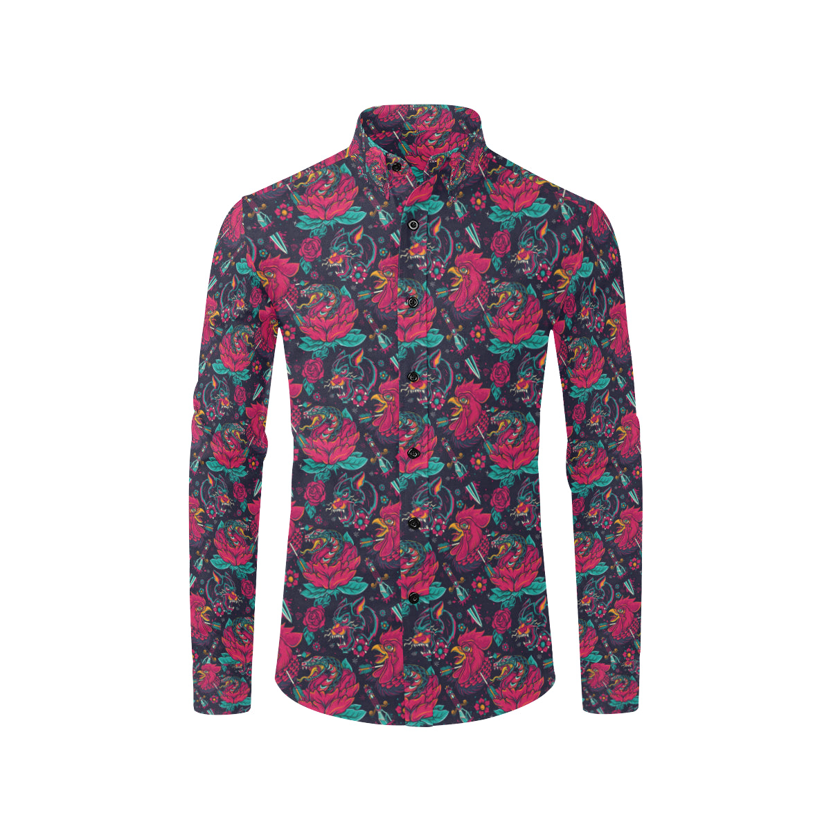 Old School Tattoo Print Men's Long Sleeve Shirt