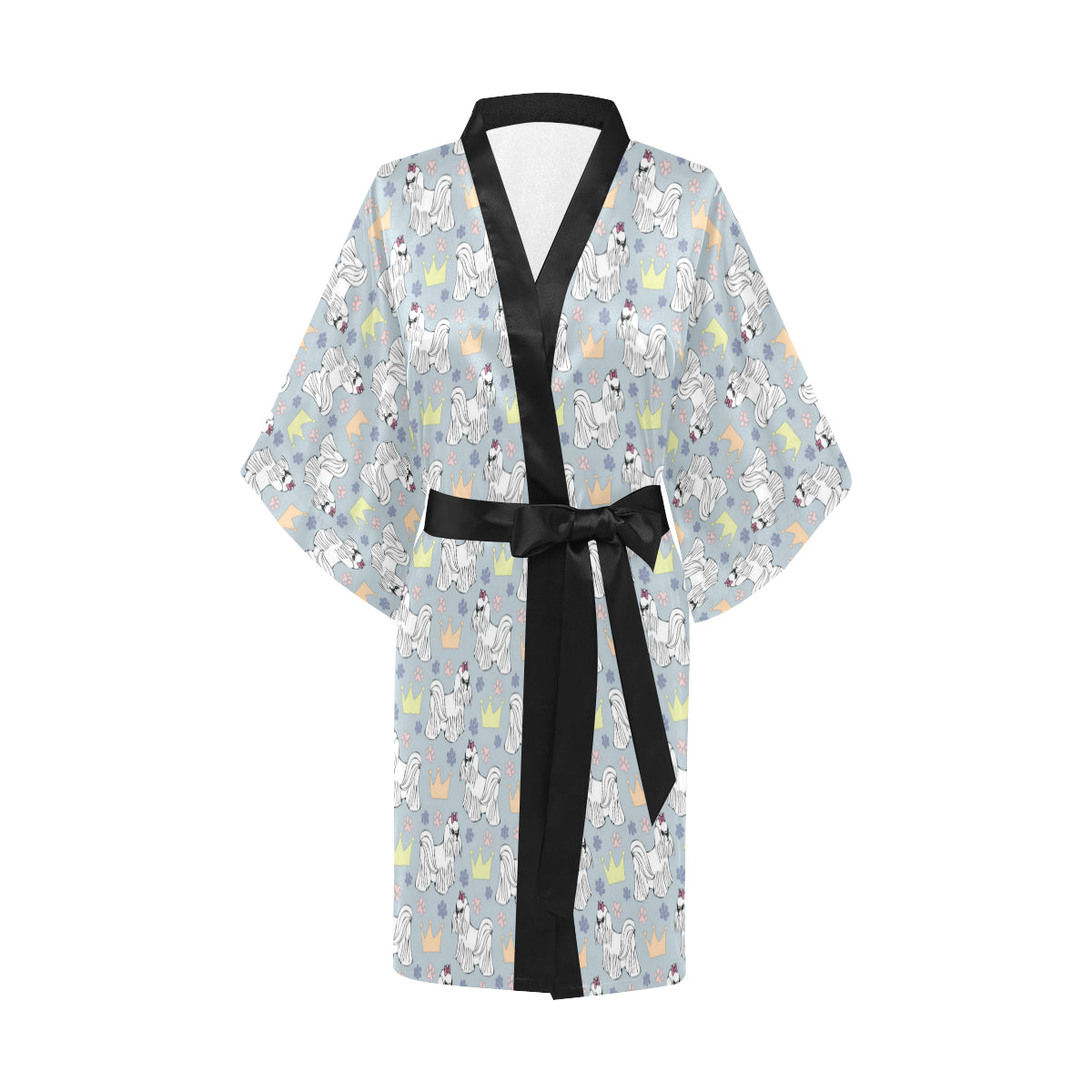 Maltese Pattern Print Design 04 Women's Short Kimono