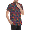 Rooster Print Style Men's Short Sleeve Button Up Shirt