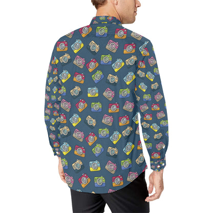 Camera Pattern Print Design 03 Men's Long Sleeve Shirt