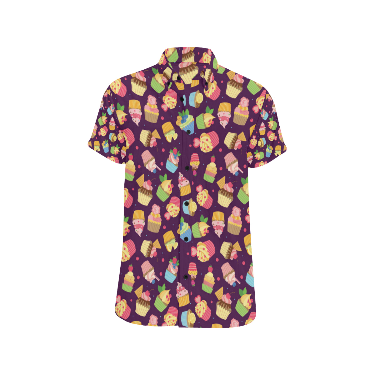 Cupcake Pattern Print Design 05 Men's Short Sleeve Button Up Shirt