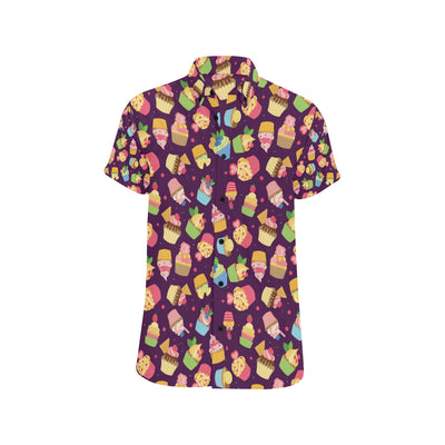 Cupcake Pattern Print Design 05 Men's Short Sleeve Button Up Shirt