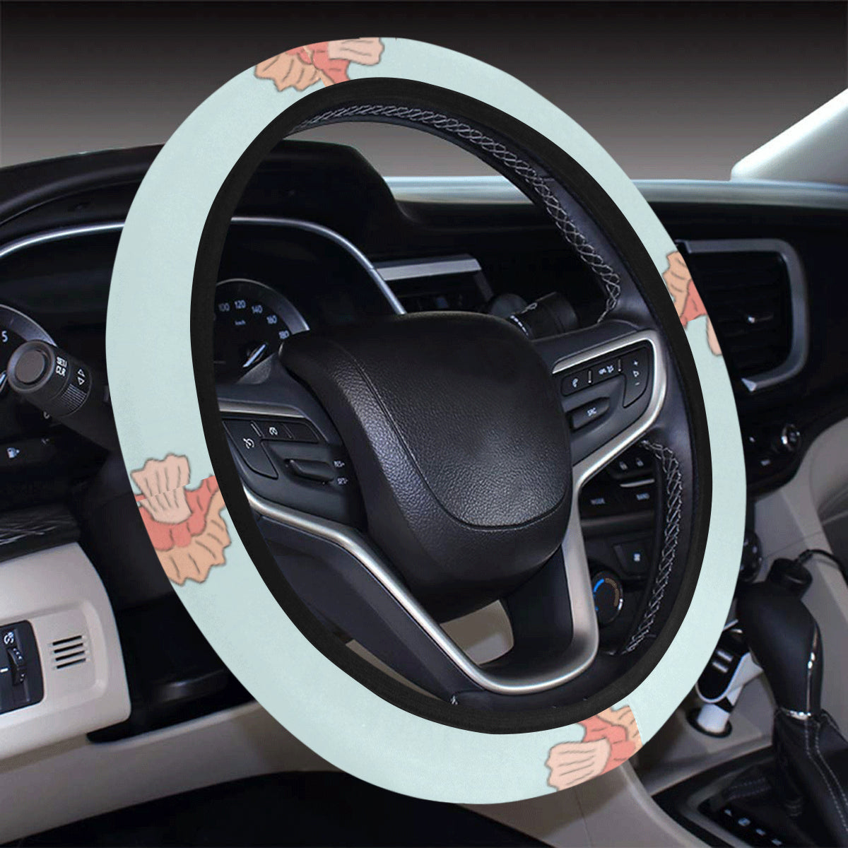 SeaHorse Pattern Print Design 01 Steering Wheel Cover with Elastic Edge