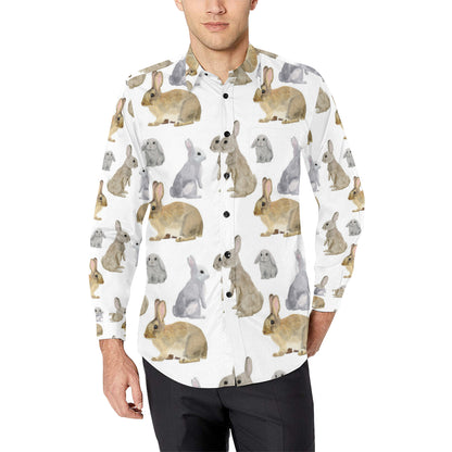 Rabbit Pattern Print Design 02 Men's Long Sleeve Shirt