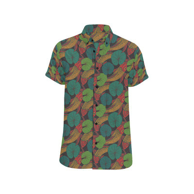 KOI Fish Pattern Print Design 01 Men's Short Sleeve Button Up Shirt