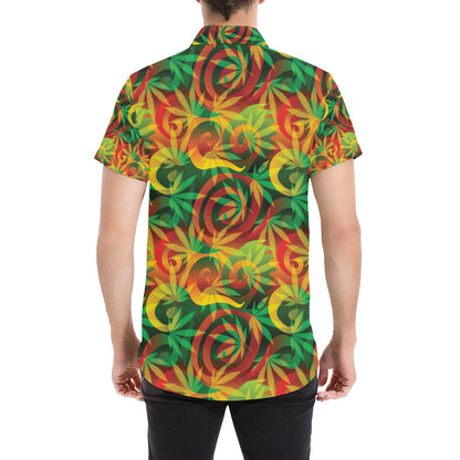Rastafarian Pattern Print Design A01 Men's Short Sleeve Button Up Shirt
