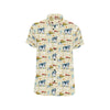 Cow Farm Design Print Men's Short Sleeve Button Up Shirt