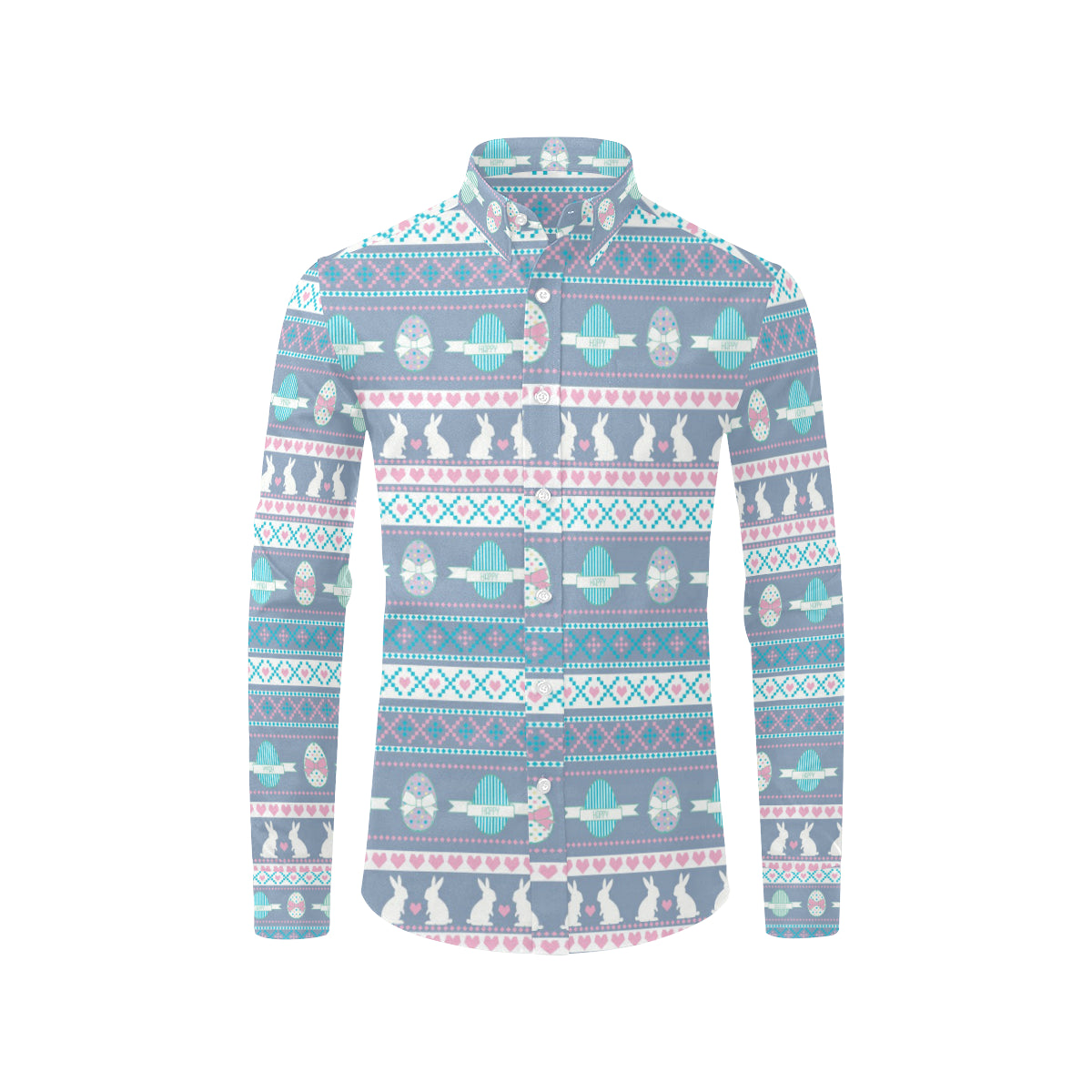 Easter Eggs Pattern Print Design RB013 Men's Long Sleeve Shirt