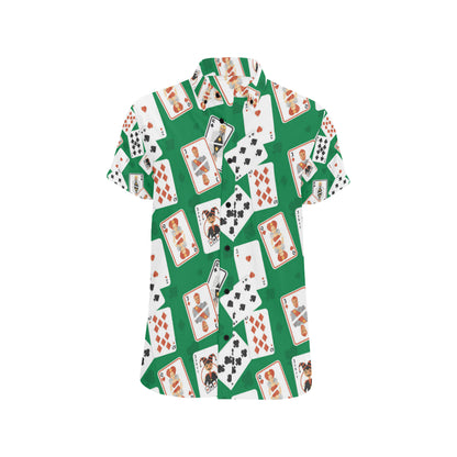 Poker Cards Pattern Print Design A03 Men's Short Sleeve Button Up Shirt