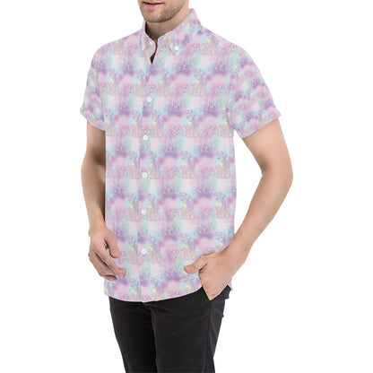 Aquarius Zodiac Pattern Print Design 01 Men's Short Sleeve Button Up Shirt