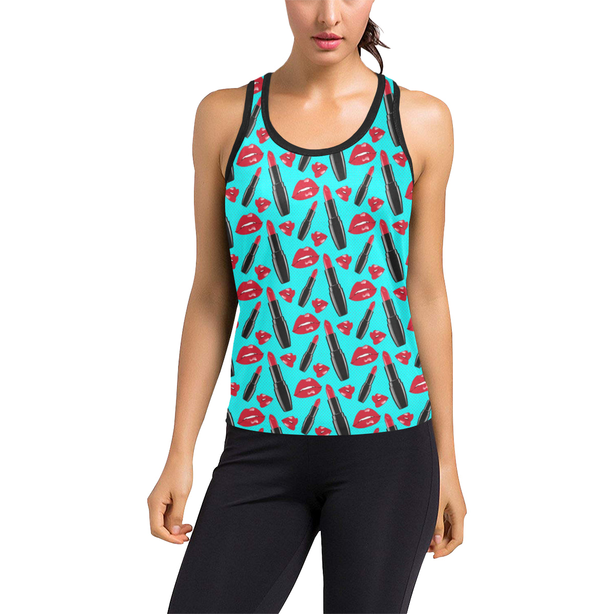 Lipstick Pattern Print Design LT02 Women's Racerback Tank Top