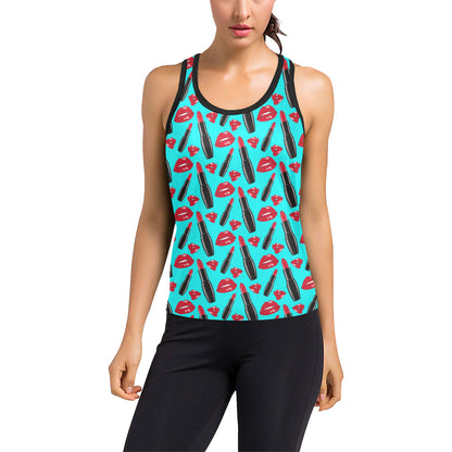 Lipstick Pattern Print Design LT02 Women's Racerback Tank Top