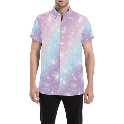Cosmic Pastel Pattern Print Design 02 Men's Short Sleeve Button Up Shirt