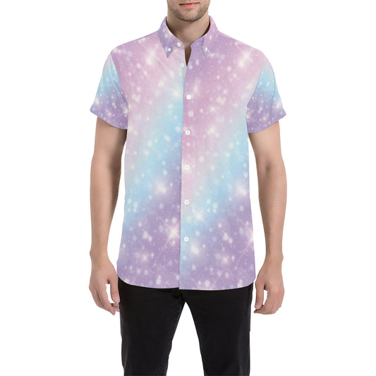 Cosmic Pastel Pattern Print Design 02 Men's Short Sleeve Button Up Shirt