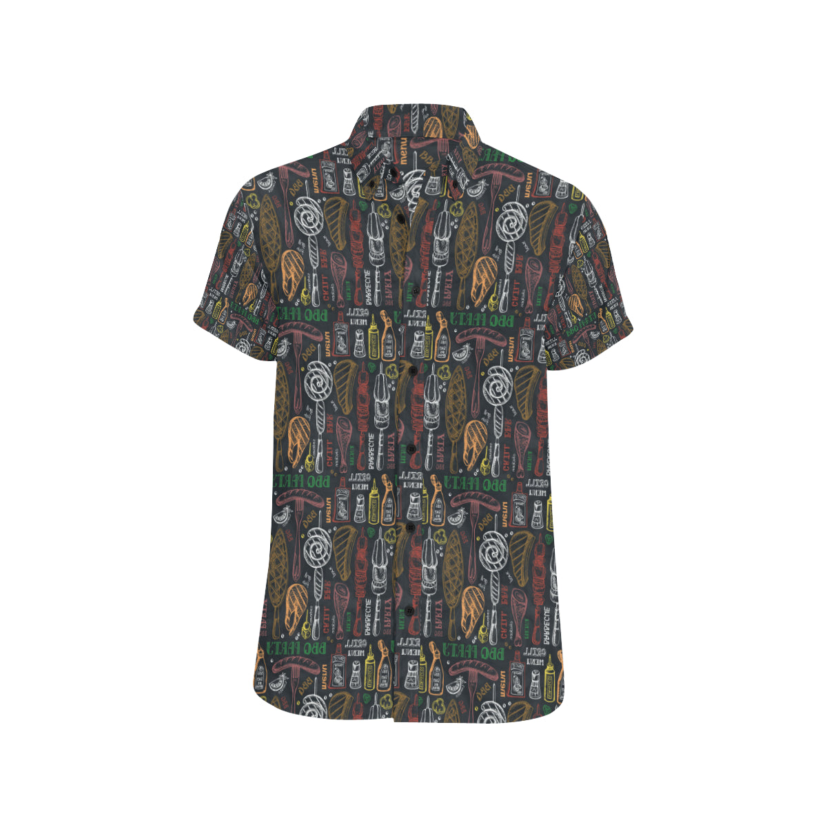 Barbecue Pattern Print Design 03 Men's Short Sleeve Button Up Shirt