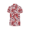 Red Hibiscus Pattern Print Design HB01 Men's Short Sleeve Button Up Shirt