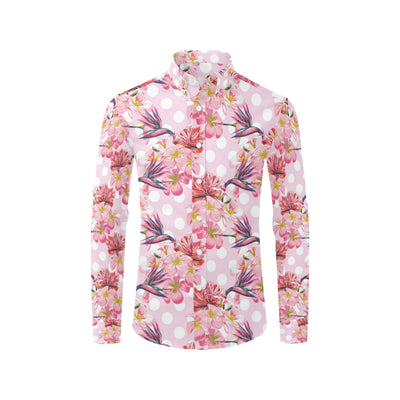 Bird Of Paradise Pattern Print Design BOP011 Men's Long Sleeve Shirt