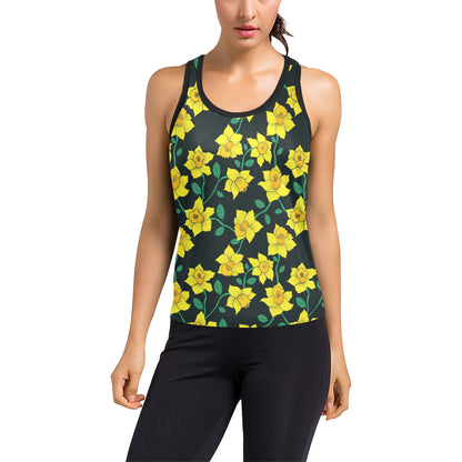Daffodils Pattern Print Design DF03 Women's Racerback Tank Top