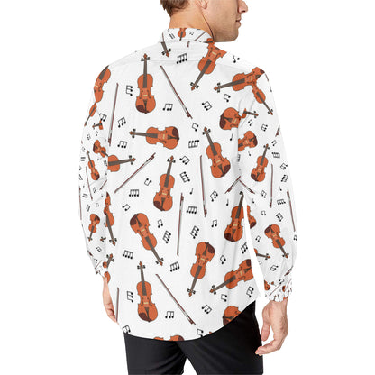 Violin Pattern Print Design 02 Men's Long Sleeve Shirt
