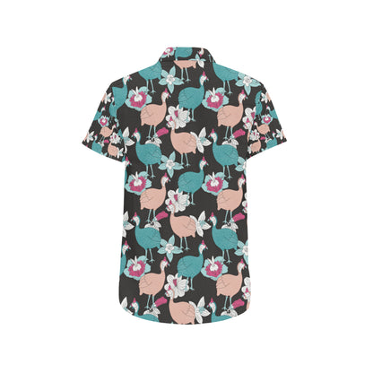 Guinea Fowl Pattern Print Design 03 Men's Short Sleeve Button Up Shirt