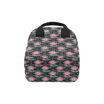 Water Lily Pattern Print Design WL03 Insulated Lunch Bag