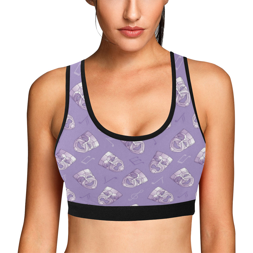 Acting Mask Pattern Print Design 05 Sports Bra