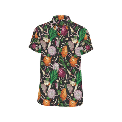 Onion Pattern Print Design A03 Men's Short Sleeve Button Up Shirt