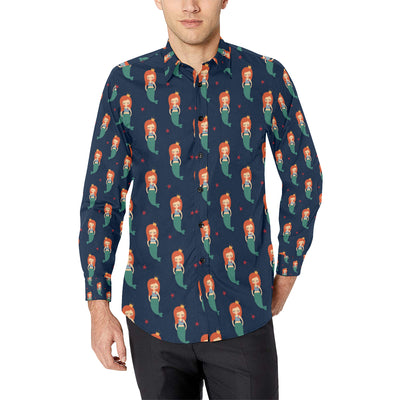 Mermaid Girl Pattern Print Design 01 Men's Long Sleeve Shirt