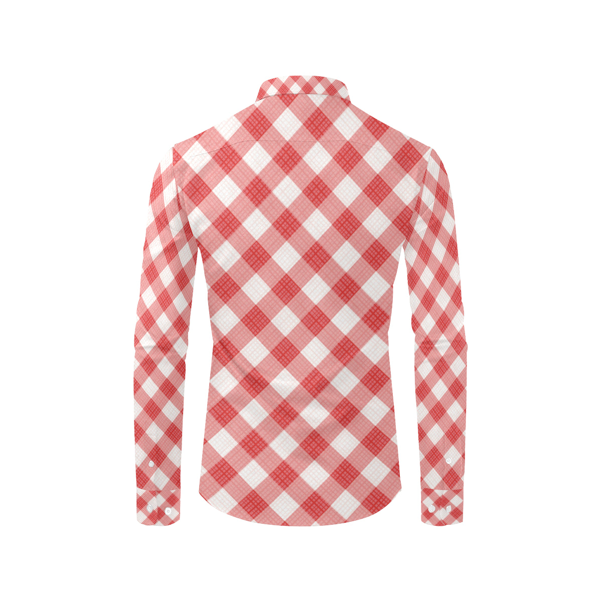 Gingham Red Pattern Print Design 01 Men's Long Sleeve Shirt