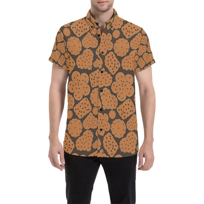 Cracker Pattern Print Design 01 Men's Short Sleeve Button Up Shirt