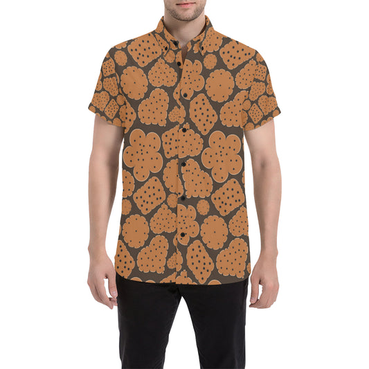 Cracker Pattern Print Design 01 Men's Short Sleeve Button Up Shirt