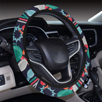 Bowling Pattern Print Design 08 Steering Wheel Cover with Elastic Edge