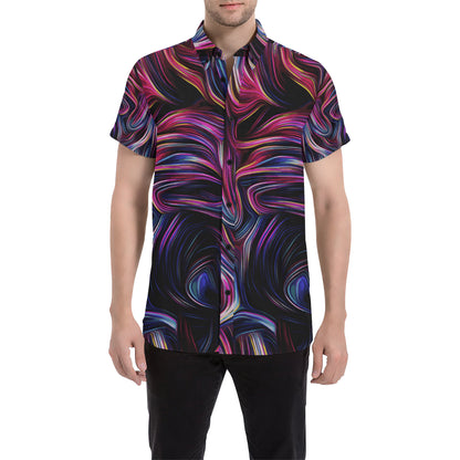 Liquid Pattern Print Design 01 Men's Short Sleeve Button Up Shirt