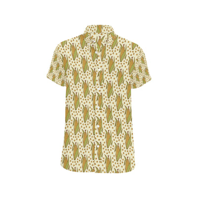 Corn Pattern Print Design 01 Men's Short Sleeve Button Up Shirt