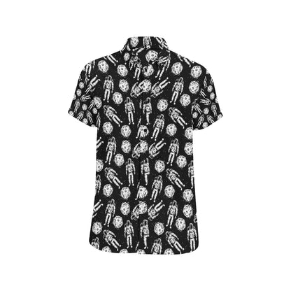 Astronaut Pattern Print Design 03 Men's Short Sleeve Button Up Shirt