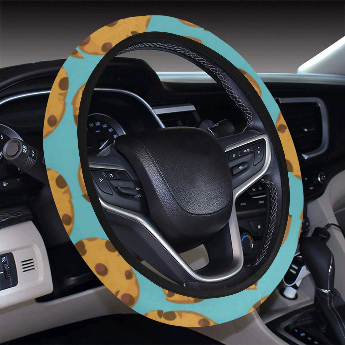 Cookie Pattern Print Design 01 Steering Wheel Cover with Elastic Edge