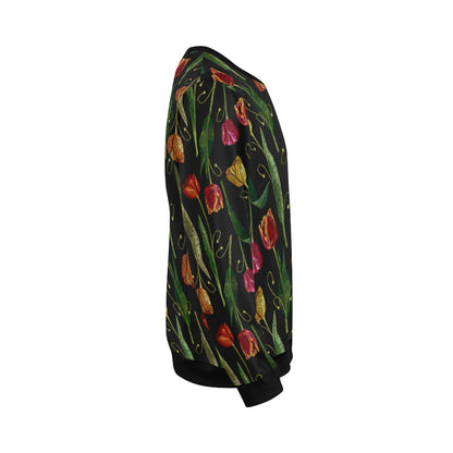 Tulip Embroidered Pattern Print Design TP01 Men Long Sleeve Sweatshirt