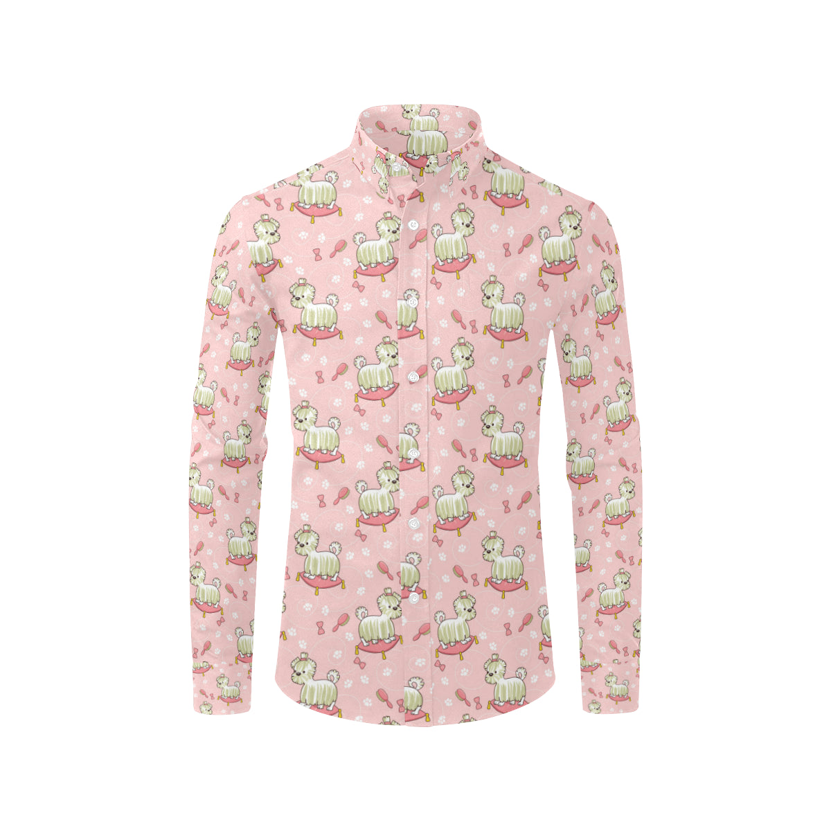 Bichons Frise Pattern Print Design 01 Men's Long Sleeve Shirt