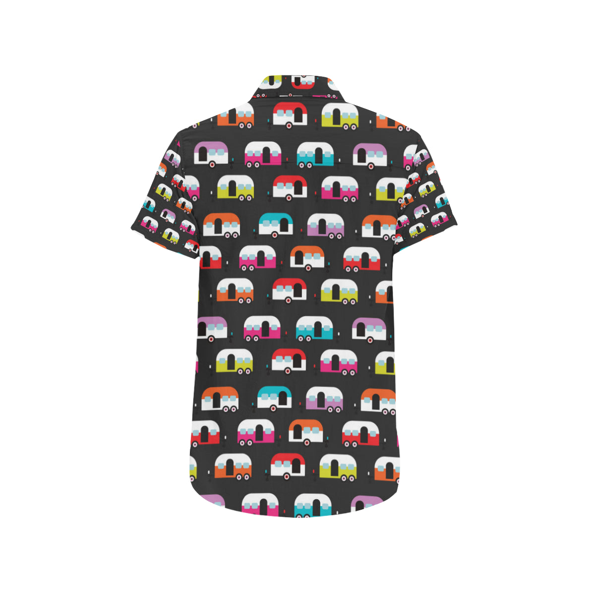 Camper Caravan Pattern Men's Short Sleeve Button Up Shirt