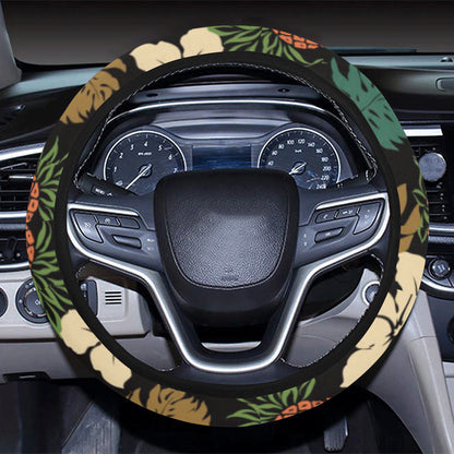 Hawaiian Themed Pattern Print Design H08 Steering Wheel Cover with Elastic Edge