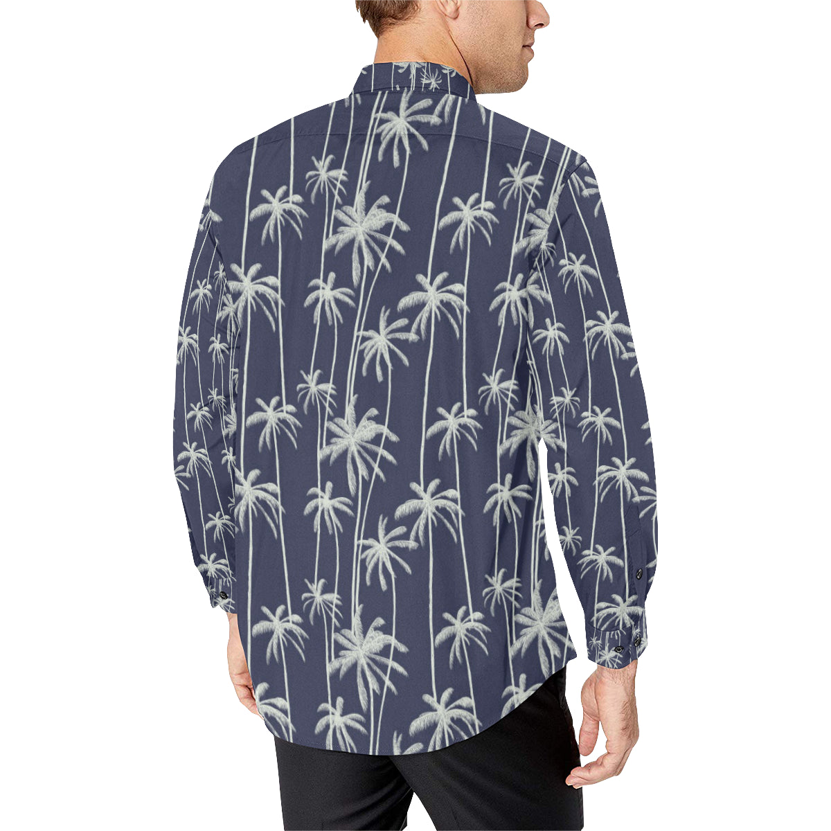 Palm Tree Pattern Print Design PT06 Men's Long Sleeve Shirt
