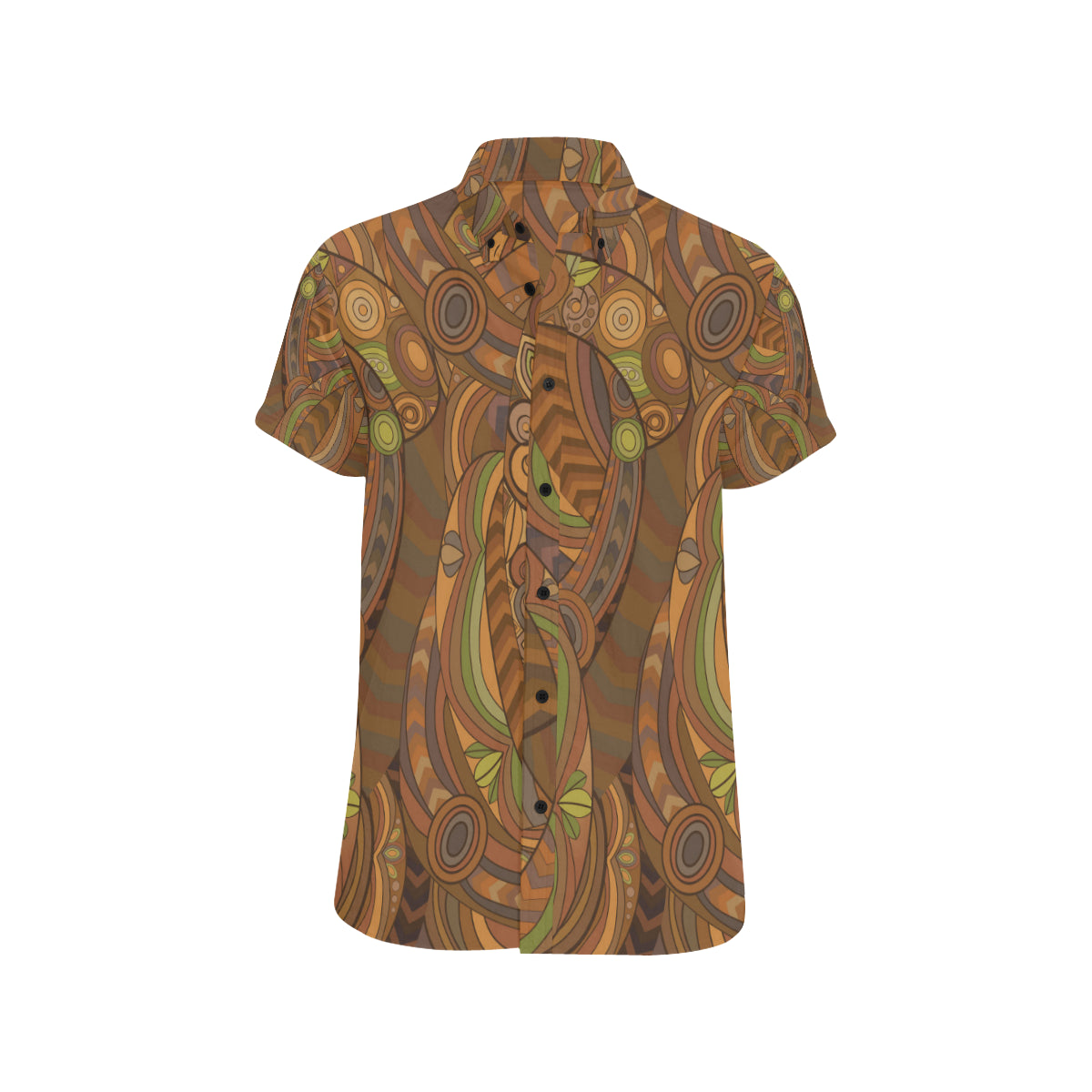 Maori Ornament Design Print Men's Short Sleeve Button Up Shirt