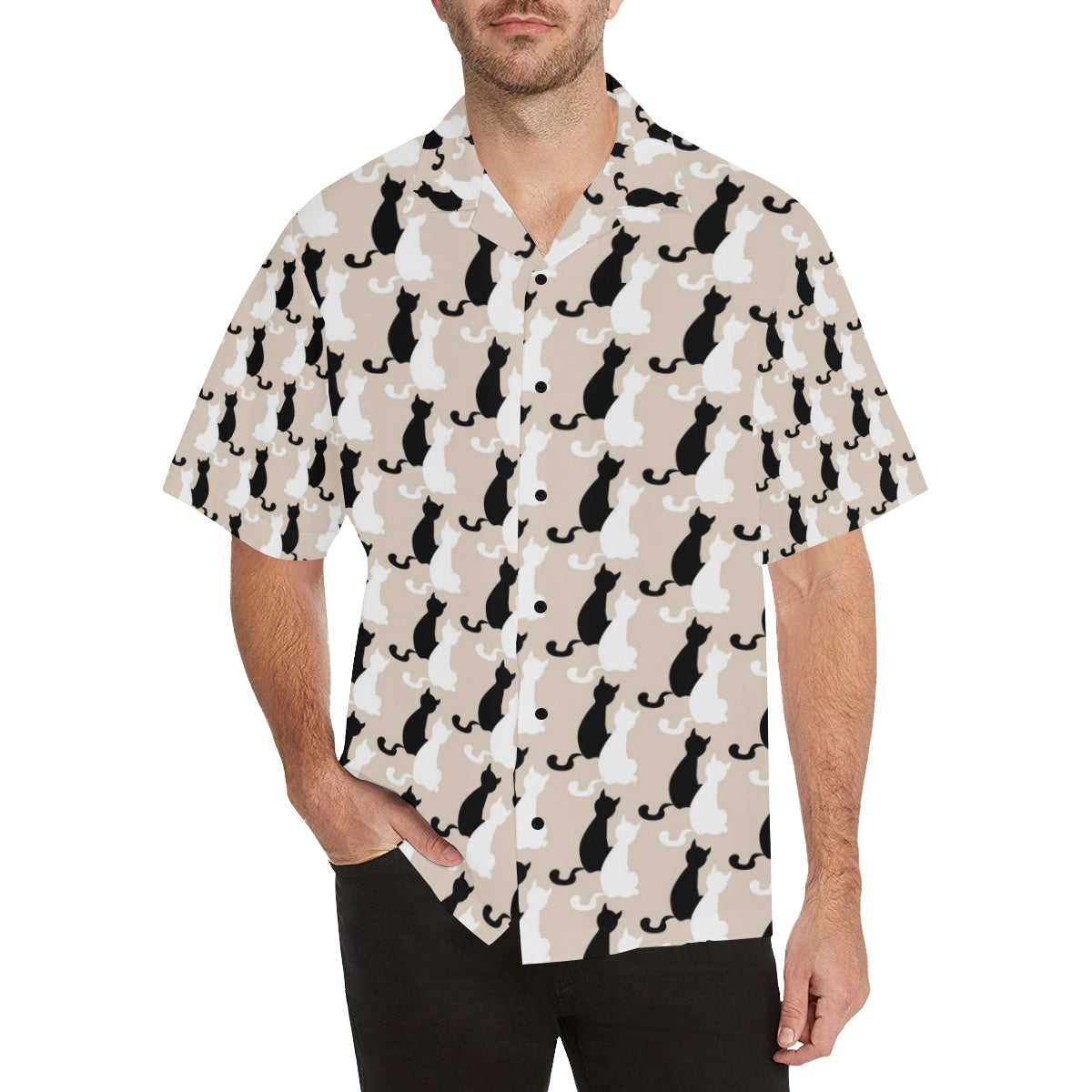 Cat Pattern Print Design 04 Men's Hawaiian Shirt
