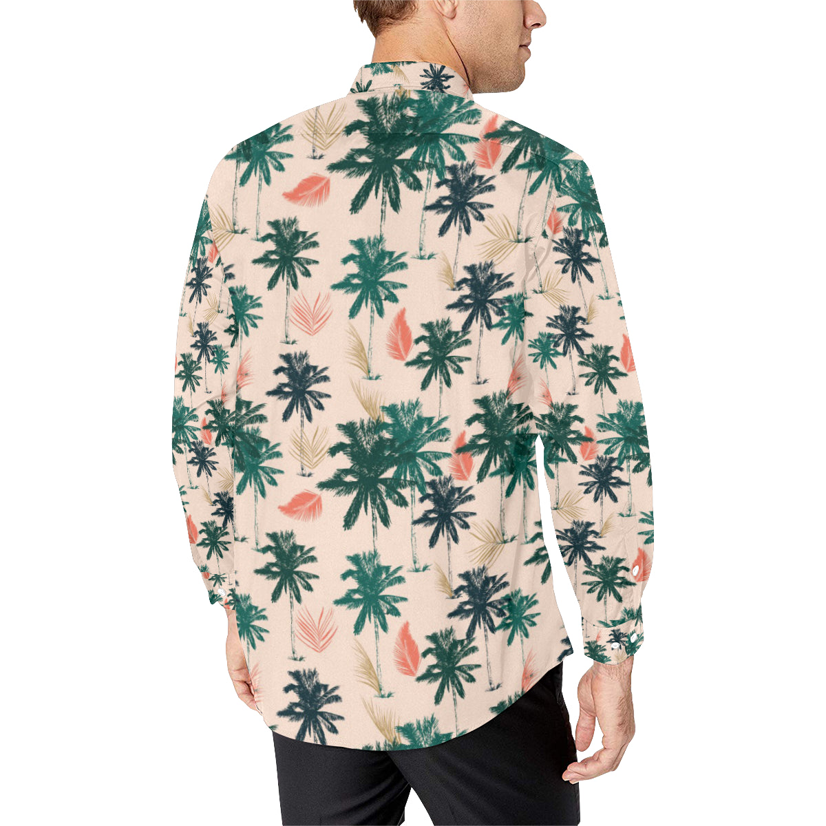 Palm Tree Pattern Print Design PT014 Men's Long Sleeve Shirt