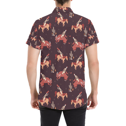 Rodeo Pattern Print Design A01 Men's Short Sleeve Button Up Shirt